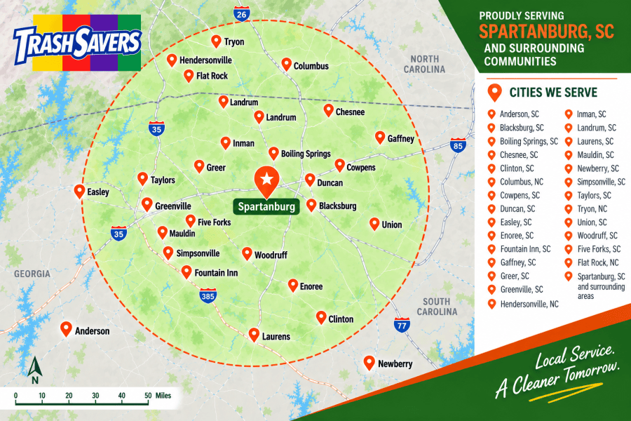 Dumpster Rental Service Area by TrashSavers